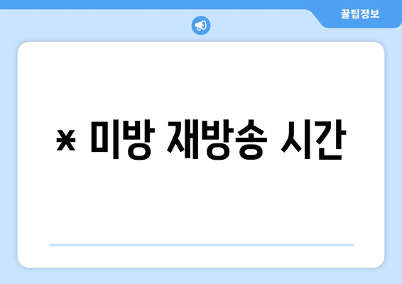 * 미방 재방송 시간