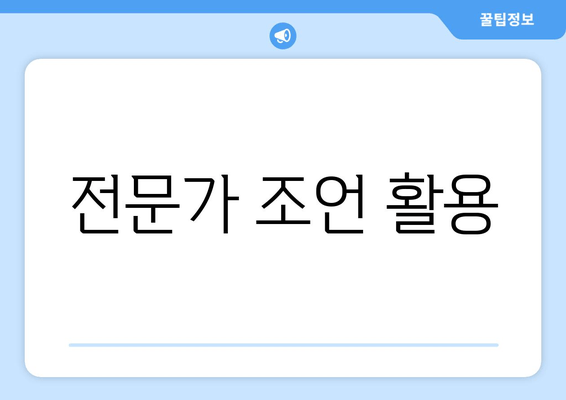 전문가 조언 활용