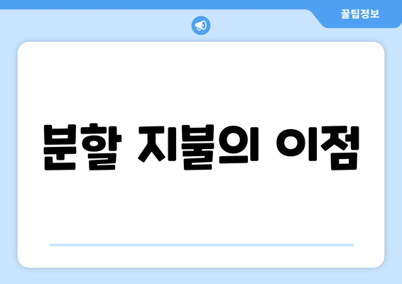 분할 지불의 이점