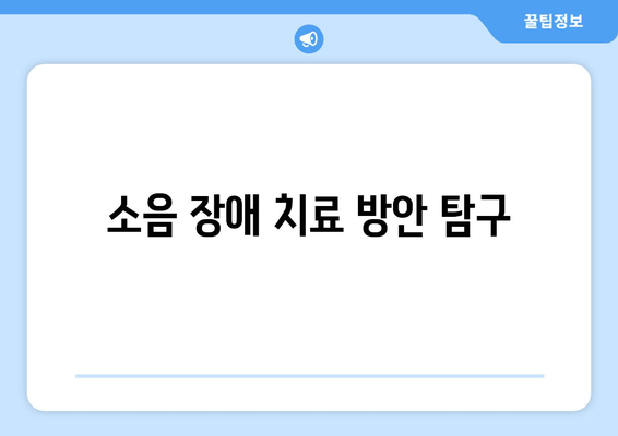 소음 장애 치료 방안 탐구