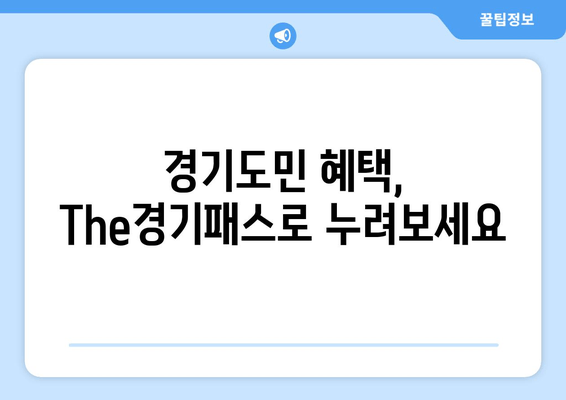 경기도민 혜택, The경기패스로 누려보세요