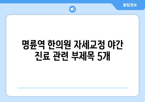 명륜역 한의원 자세교정 야간 진료| 바른 자세, 건강한 밤 | 명륜동, 자세교정, 야간진료, 한의원