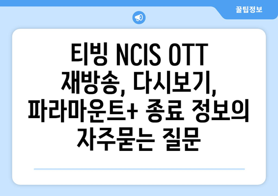 티빙 NCIS OTT 재방송, 다시보기, 파라마운트+ 종료 정보