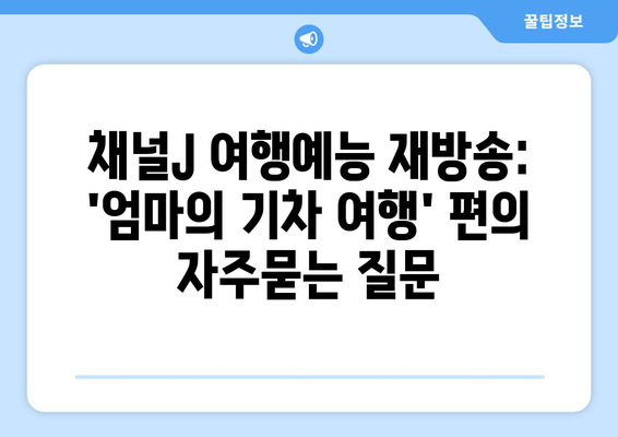 채널J 여행예능 재방송: '엄마의 기차 여행' 편
