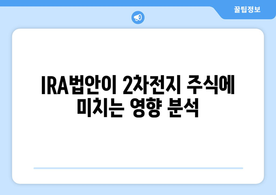 IRA법안이 2차전지 주식에 미치는 영향 분석