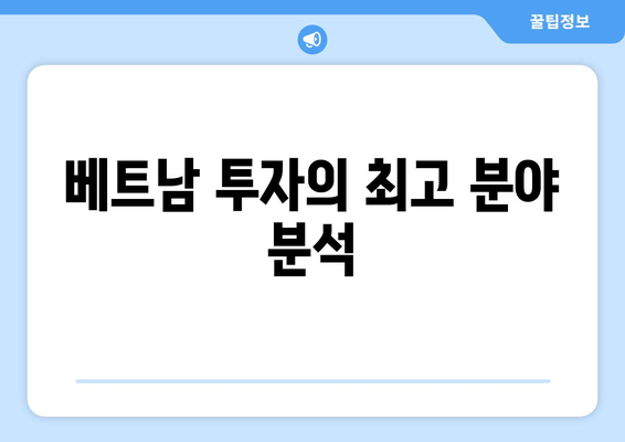 베트남 투자의 최고 분야 분석