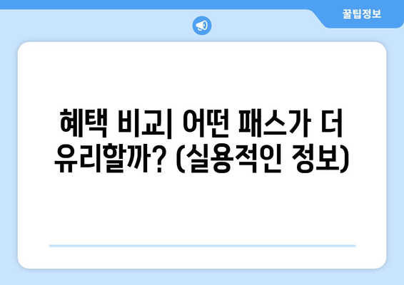 혜택 비교| 어떤 패스가 더 유리할까? (실용적인 정보)