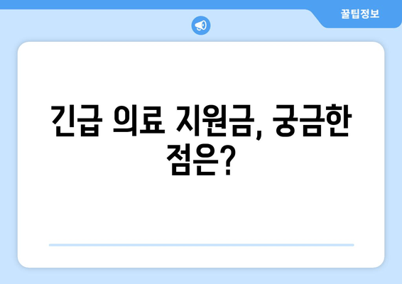 긴급 의료 지원금 신청 완벽 가이드| 자격 조건부터 절차까지 |  지원 대상, 필요 서류, 주의 사항