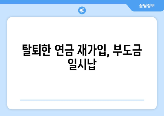 탈퇴한 연금 재가입, 부도금 일시납