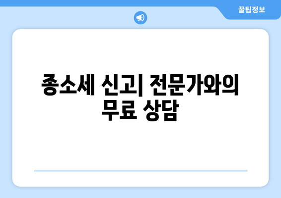 종소세 신고| 전문가와의 무료 상담