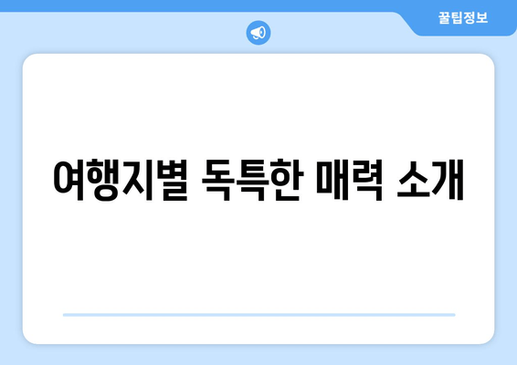 여행지별 독특한 매력 소개
