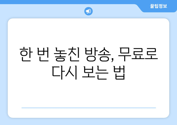 한 번 놓친 방송, 무료로 다시 보는 법