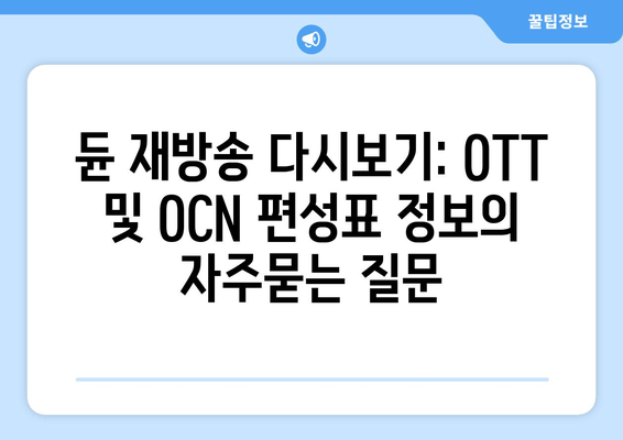 듄 재방송 다시보기: OTT 및 OCN 편성표 정보