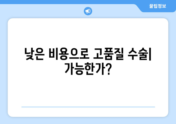 낮은 비용으로 고품질 수술| 가능한가?