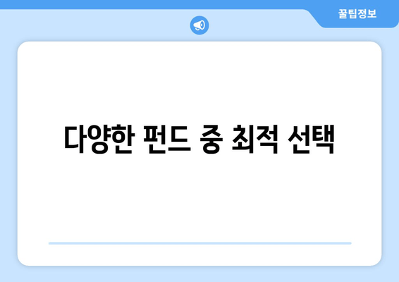 다양한 펀드 중 최적 선택