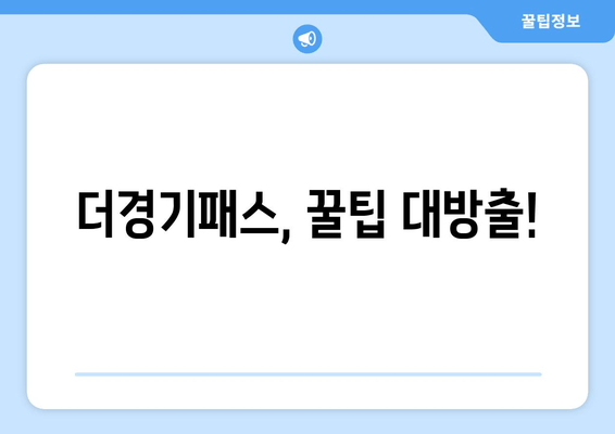 더경기패스, 꿀팁 대방출!