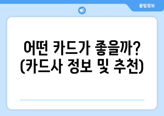 어떤 카드가 좋을까? (카드사 정보 및 추천)