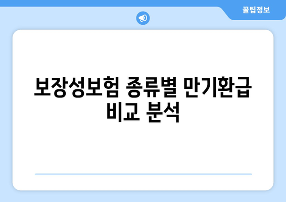 보장성보험 만기환급금 상세 안내 | 종류별 비교, 꼼꼼히 따져보세요!