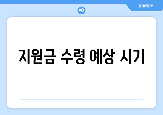 지원금 수령 예상 시기