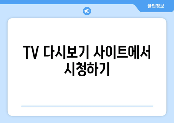 TV 다시보기 사이트에서 시청하기