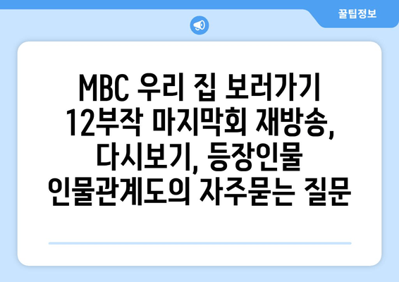 MBC 우리 집 보러가기 12부작 마지막회 재방송, 다시보기, 등장인물 인물관계도