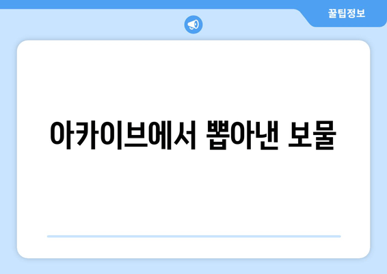 아카이브에서 뽑아낸 보물