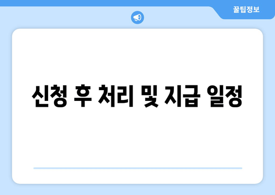 신청 후 처리 및 지급 일정