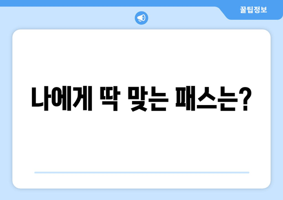 나에게 딱 맞는 패스는?