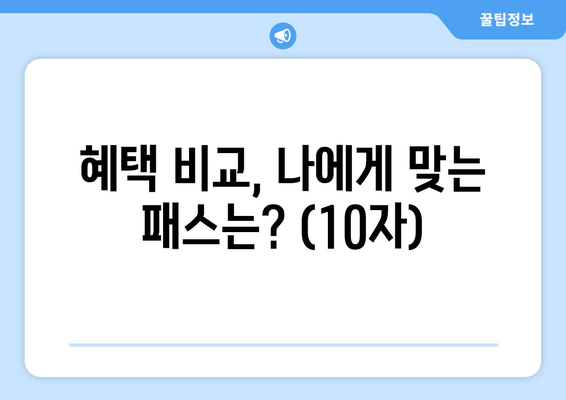 혜택 비교, 나에게 맞는 패스는? (10자)