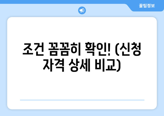 조건 꼼꼼히 확인! (신청 자격 상세 비교)