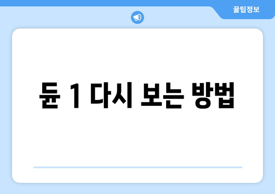 듄 1 다시 보는 방법