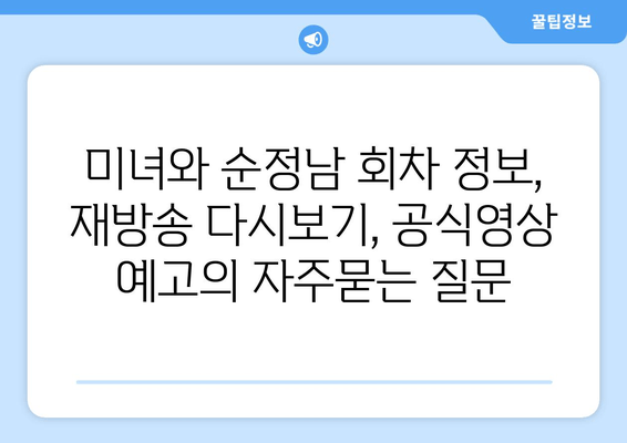 미녀와 순정남 회차 정보, 재방송 다시보기, 공식영상 예고