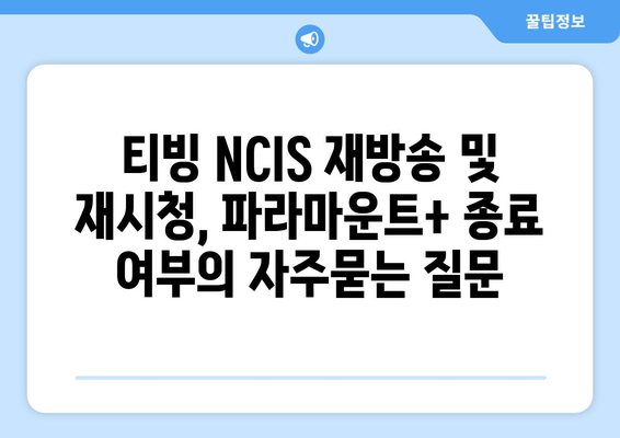 티빙 NCIS 재방송 및 재시청, 파라마운트+ 종료 여부