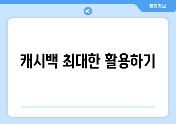 캐시백 최대한 활용하기