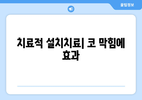 치료적 설치치료| 코 막힘에 효과