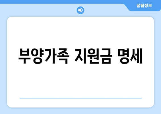 부양가족 지원금 명세