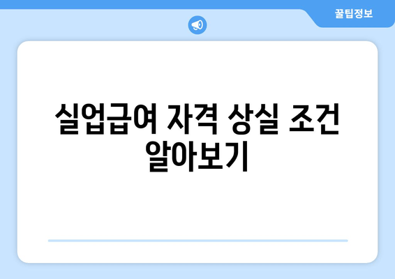실업급여 자격 상실 조건 알아보기