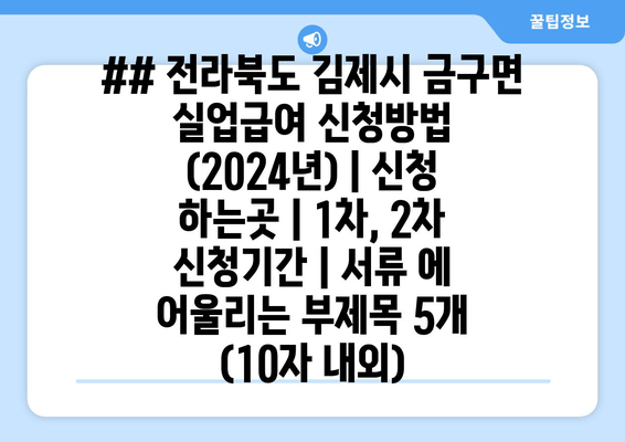 ## 전라북도 김제시 금구면 실업급여 신청방법 (2024년) | 신청 하는곳 | 1차, 2차 신청기간 | 서류 에 어울리는 부제목 5개 (10자 내외)