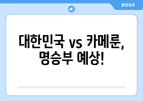 대한민국 vs 카메룬, 국가 대표팀의 승부를 향한 열전! | 실시간 중계 & 하이라이트 영상