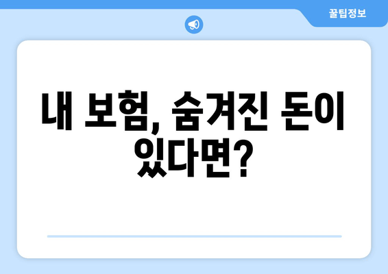 보험 미환급금 찾는 방법| 놓치고 있는 혜택, 지금 바로 확인하세요! | 보험 미환급금 챙기기 가이드, 숨겨진 혜택 찾기