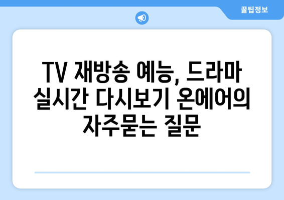 TV 재방송 예능, 드라마 실시간 다시보기 온에어