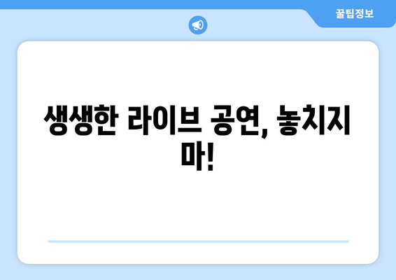 생생한 라이브 공연, 놓치지 마!