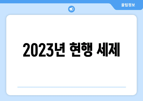 2023년 현행 세제