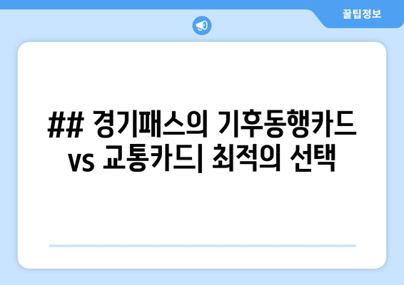 ## 경기패스의 기후동행카드 vs 교통카드| 최적의 선택