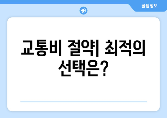 교통비 절약| 최적의 선택은?