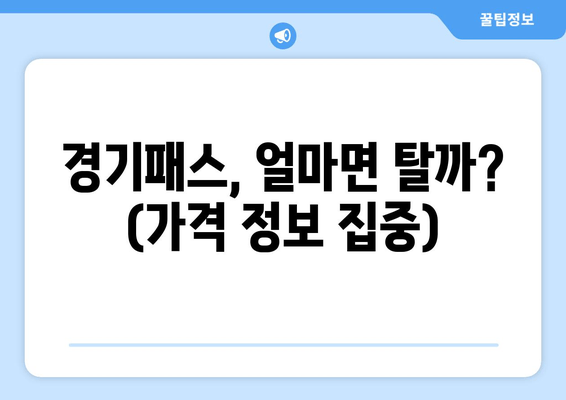 경기패스, 얼마면 탈까? (가격 정보 집중)