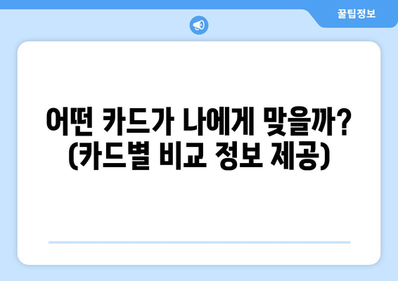 어떤 카드가 나에게 맞을까?  (카드별 비교 정보 제공)