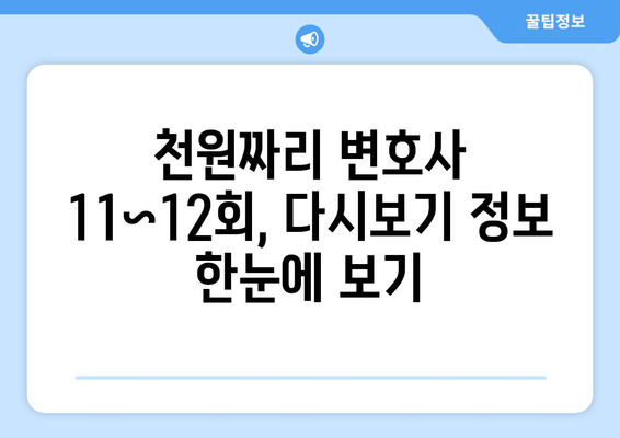 천원짜리 변호사 11~12회 실시간 시청 & 무료 다시보기 꿀팁 | 생중계, 재방송, 드라마 다시보기, 천원짜리변호사