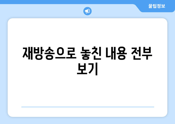 재방송으로 놓친 내용 전부 보기