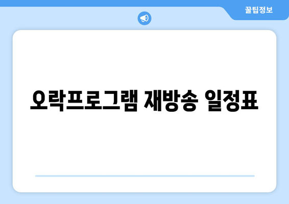 오락프로그램 재방송 일정표